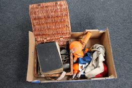 A box of nautical items - one volume nautical tables, lights,