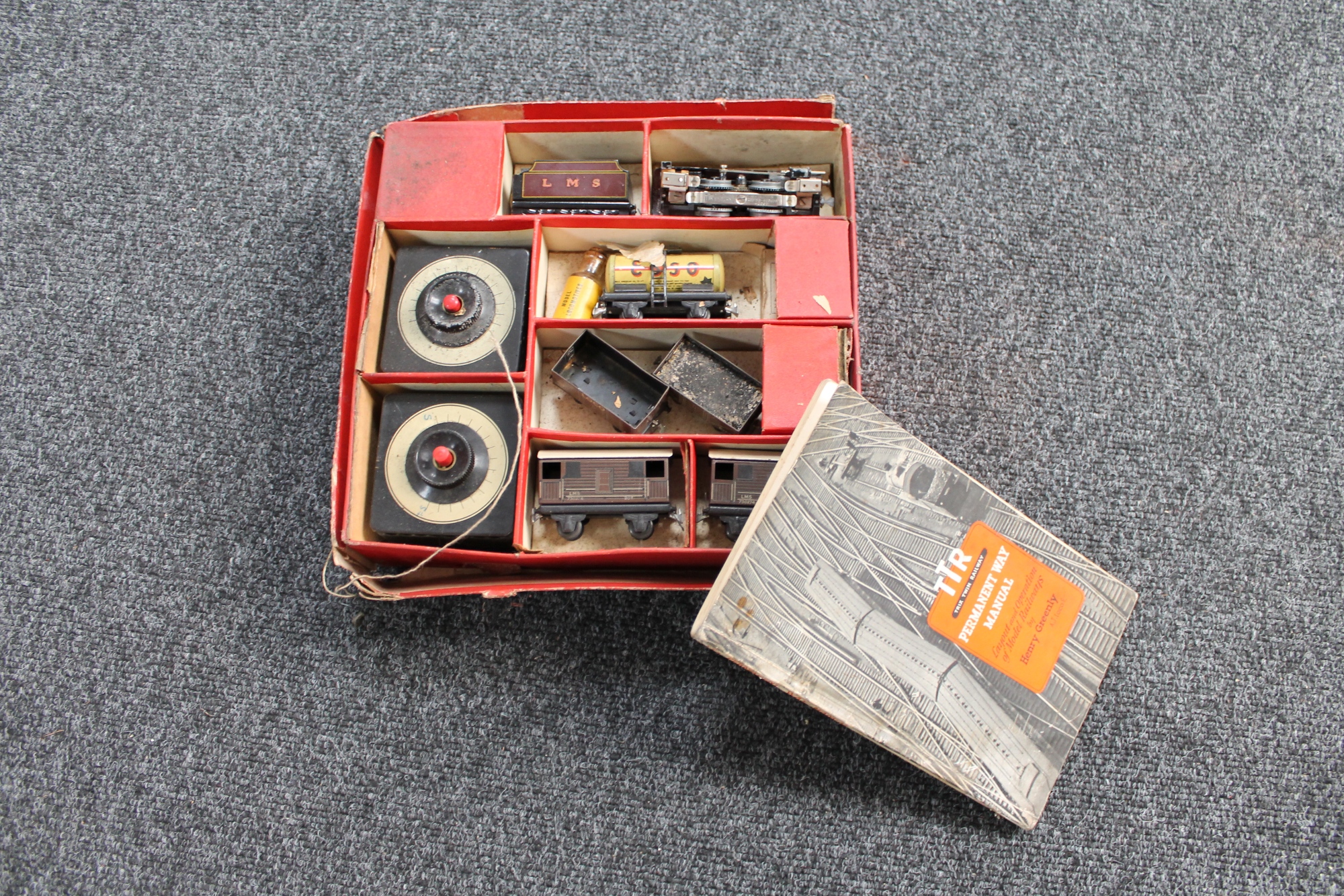 A boxed Twix twin railway engine with carriages and a Twix railway manual