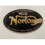A cast iron plaque - Norton Motorcycle