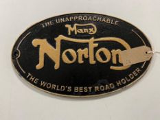 A cast iron plaque - Norton Motorcycle