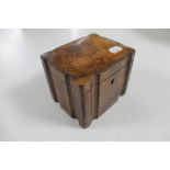 A Victorian olive wood Jerusalem tea caddy