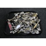 A tray of a large quantity of plated cutlery