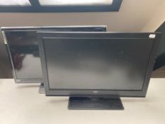 A Bush 22 inch LCD TV and an Alba 24 inch LCD TV/DVD with remotes and aerials