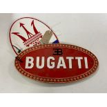 A cast iron plaque - Maseratti and Bugatti