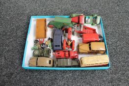 A collection of vintage die cast vehicles, Dinky, traction engine, farm vehicles,