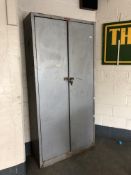 A galvanised metal storage cupboard, width 106 cm,