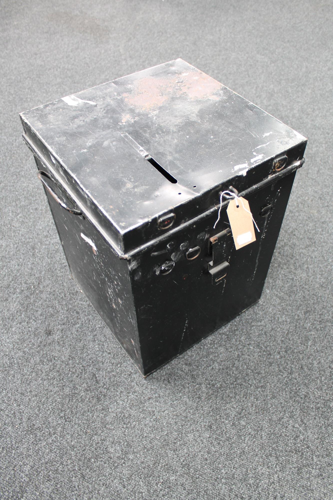 A metal ballot box