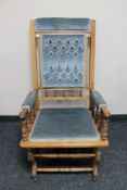An American style rocking chair in blue dralon