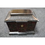 A hand painted jewellery casket in the form of a Chinese pagoda
