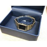 A gents gold plated vintage Seiko quartz wristwatch in box