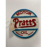 A cast iron plaque - Pratts oil