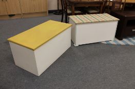 Two painted blanket boxes