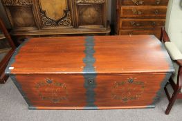 An antique painted pine domed topped shipping trunk