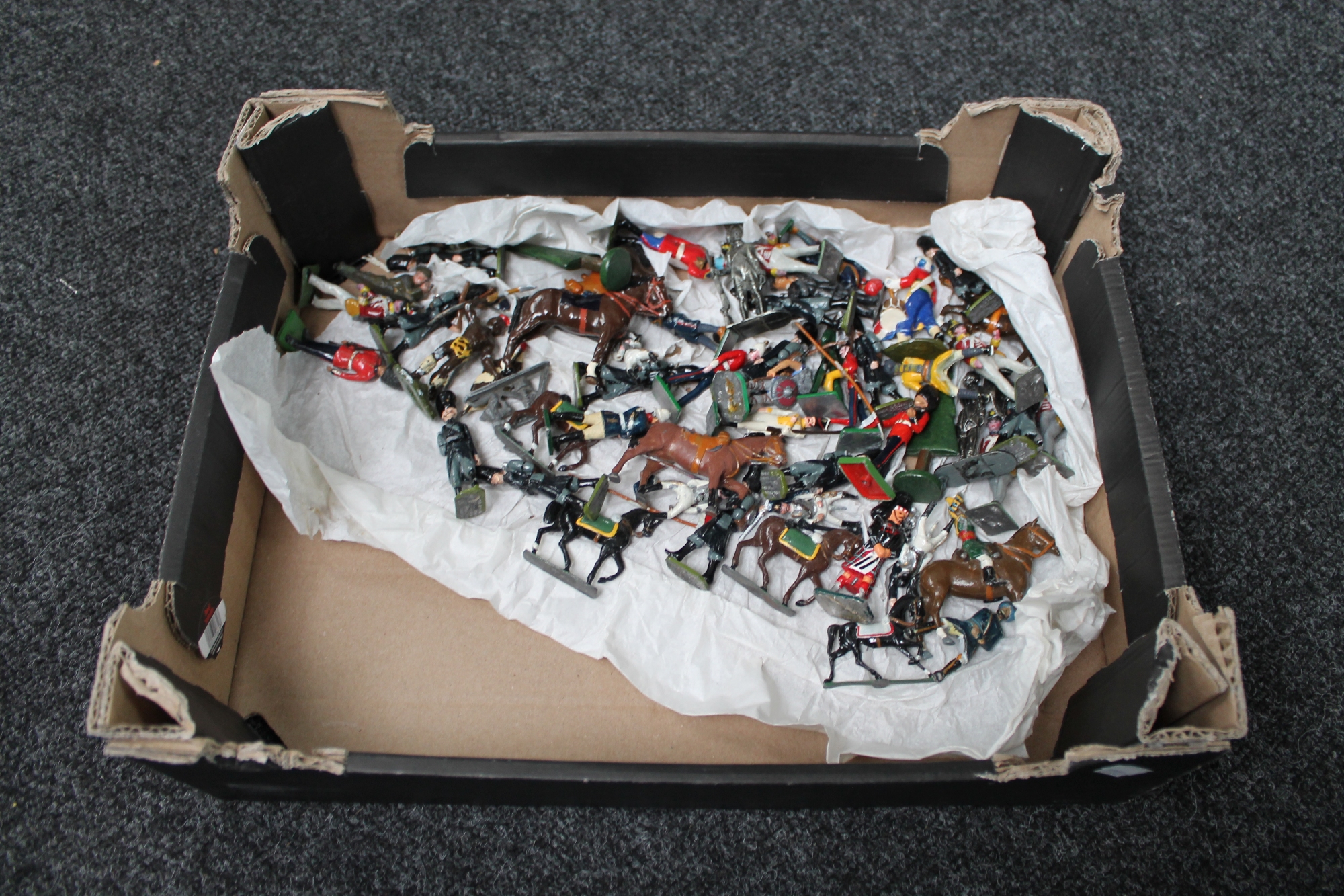 A box of 20th century hand painted lead military figures