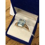 A 14ct gold blue topaz ring,