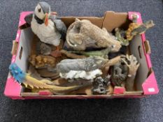 A box of assorted animal ornaments - Border Fine Arts River Hideaway etc