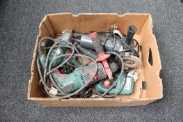 A box of assorted power tools - Parkside drill and hammer drill, Black & Decker hammer drill,