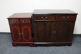 A reproduction double door sideboard and an audio cabinet