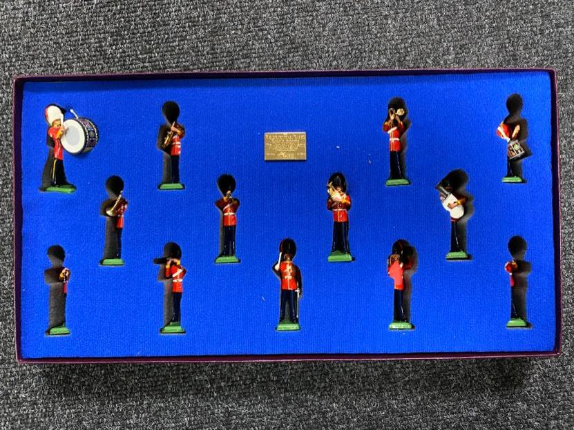 A set of thirteen Britains Limited Edition Regimental band of the Royal Scot's Dragoon Guards