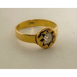 An old cut diamond signet ring, indistinct foreign mark,