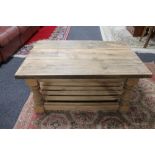 A reclaimed pine coffee table with under shelf