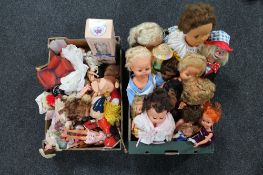 Two boxes of mid century plastic and tourist dolls,