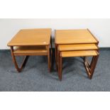 A nest of three teak G Plan tables and a teak Nathan side table