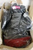 A box of Phaze frill mini dresses and canvas pin stripe dress etc