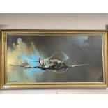 Barrie A.F. Clark : Spitfire, colour print on board, framed.