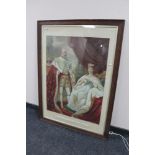 An early twentieth century oak framed colour lithograph- King Edward VII and Queen Alexandra