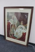 An early twentieth century oak framed colour lithograph- King Edward VII and Queen Alexandra