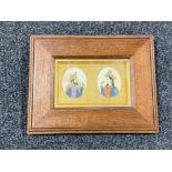 A pair of 19th century Indian gouache paintings on ivory of a nobleman and woman, framed as one.