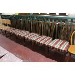 A set of six continental rail backed chairs in striped fabric