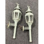 A pair of painted coach lamps