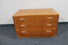 A teak G-Plan three drawer chest CONDITION REPORT: Internal drawer size 75 cm x 38