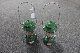 Two Coleman kerosene lamps