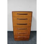 A teak G Plan six drawer chest