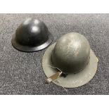 Two WWII Civil Defence helmets CONDITION REPORT: One is metal,