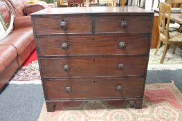 A George III mahogany five drawer chest CONDITION REPORT: 103cm wide by 52cm deep