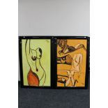 Sheila Benson : Two oil on canvas nude studies, 'Serpents' and 'Meat', each 112cm by 71cm,