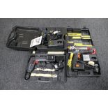 Three cased power tools - 12v cordless drill, 18v power craft drill together with a 14.