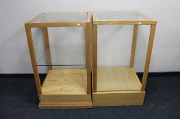 Two square shop display stands on two tiers