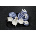 A tray of 27 pieces of Churchill Royal Heritage blue and white tea and dinner ware