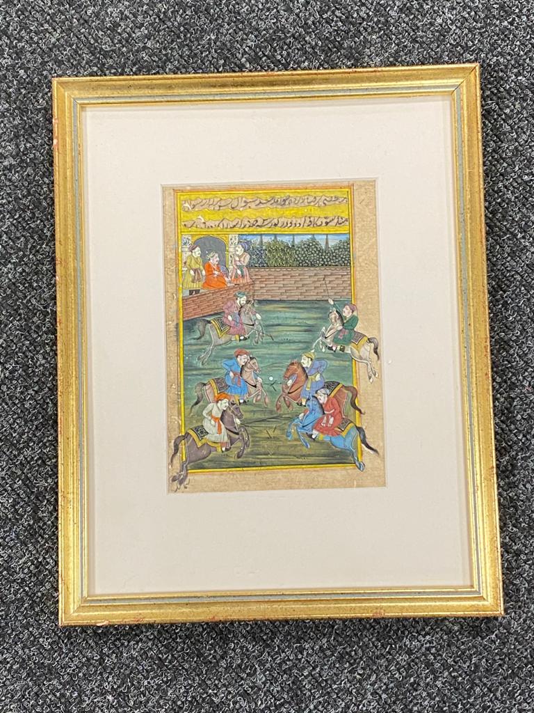 19th century Indian school, a game of polo, gouache, signed.