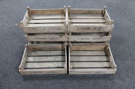 Eight wooden fruit crates