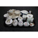 A tray of assorted china, Gray's pottery six piece tea for one, Wedgwood dishes,