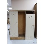 A pine triple door golf club locker CONDITION REPORT: 122cm wide by 34cm deep by