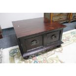 A square Eastern style coffee table fitted four drawers CONDITION REPORT: 80 cm x