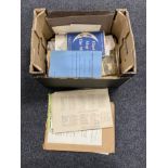 A box of paper ephemera - monochrome photograph album, Stork cookery books, newspapers,