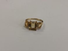 A 10ct gold citrine and diamond ring,